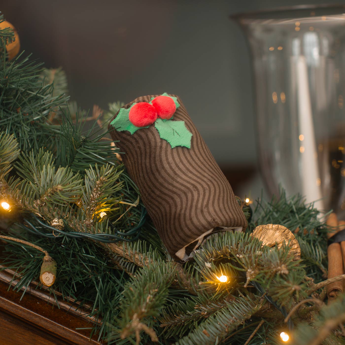 P.L.A.Y. Christmas Yule Log Dog Toy - Durable Chew Toy for Small & Medium Dogs - Holiday Pet Gift for Puppies - Perfect for Indoor Playtime & Christmas Stocking Stuffers