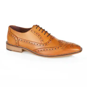 Men's Tan London Brogues Sidney Oxford Shoes - Classic Dress Shoes for Business, Office & Formal Occasions