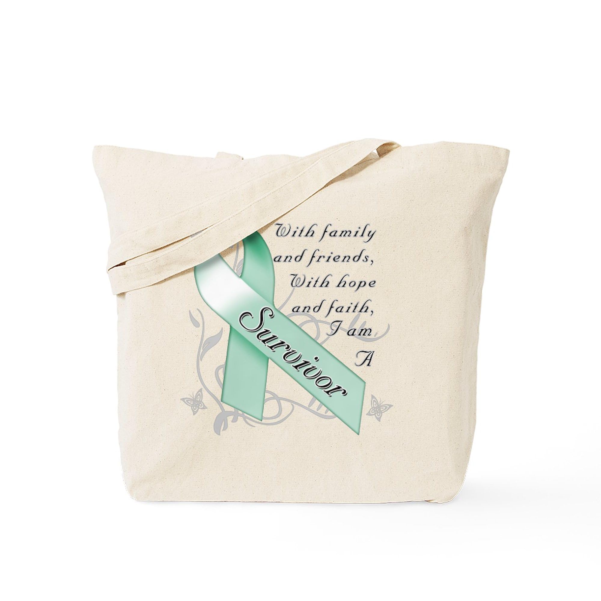 Ovarian Cancer Survivor Tote Bag - Natural Canvas Reusable Shopping Bag for Women | Chemo Support, Hospital Visits & Everyday Use