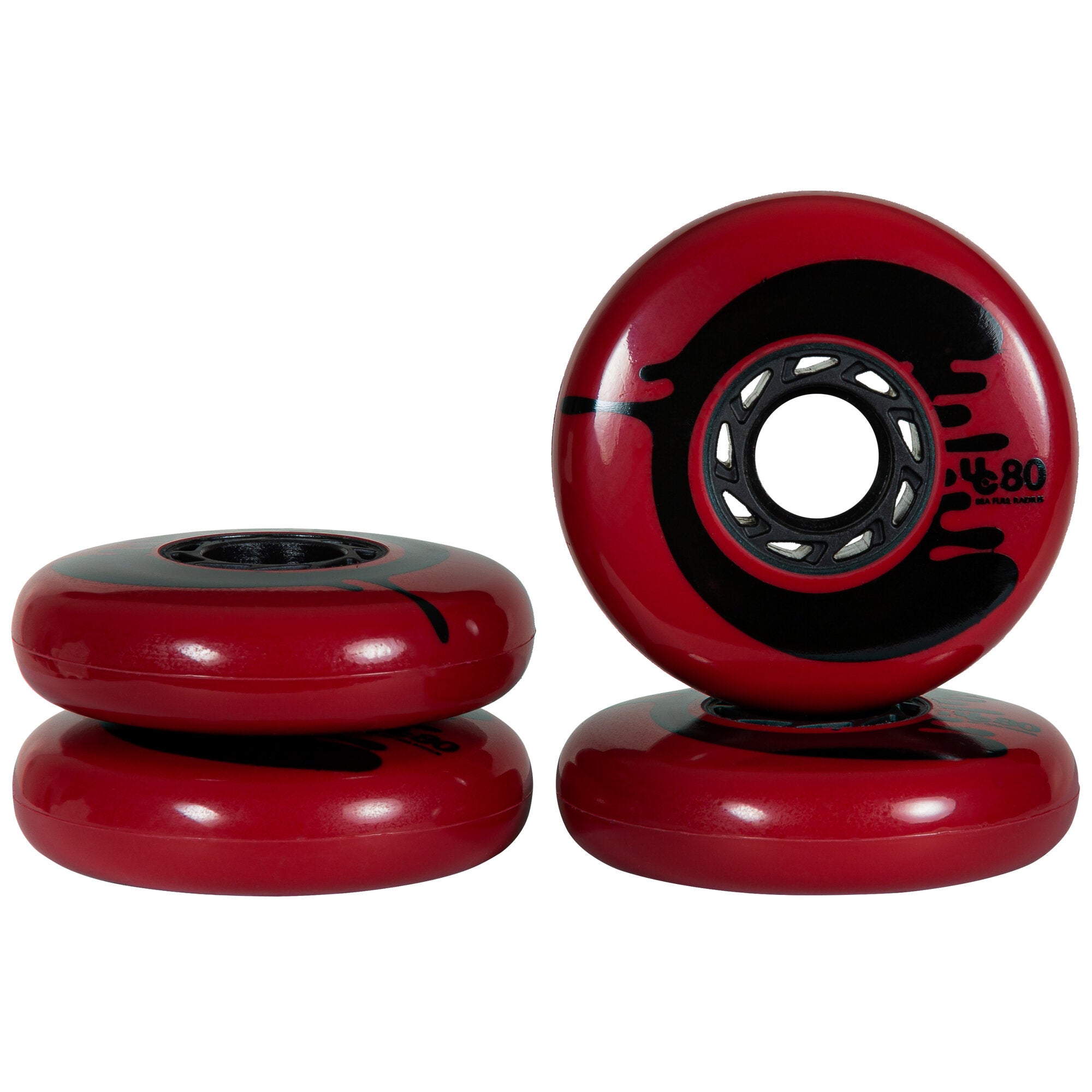 Cosmic Roche Red 80/88A Skateboard Wheels - 4 Pack Set for Street & Park Skating - Perfect for Cruising, Tricks & Smooth Rides