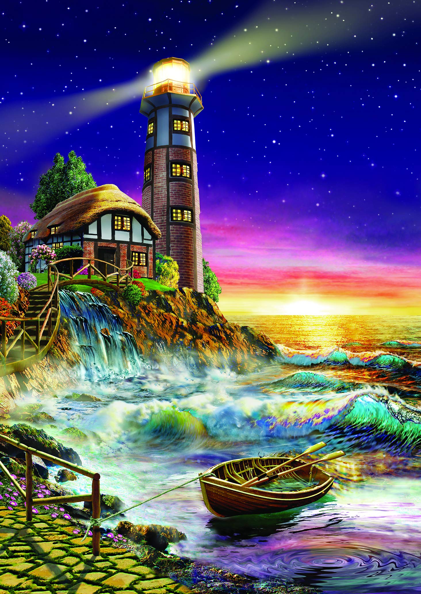 Heidi Art 500-Piece Jigsaw Puzzle - Sunset by The Lighthouse | Premium Puzzle for Adults & Teens | Perfect for Family Game Night & Home Decor