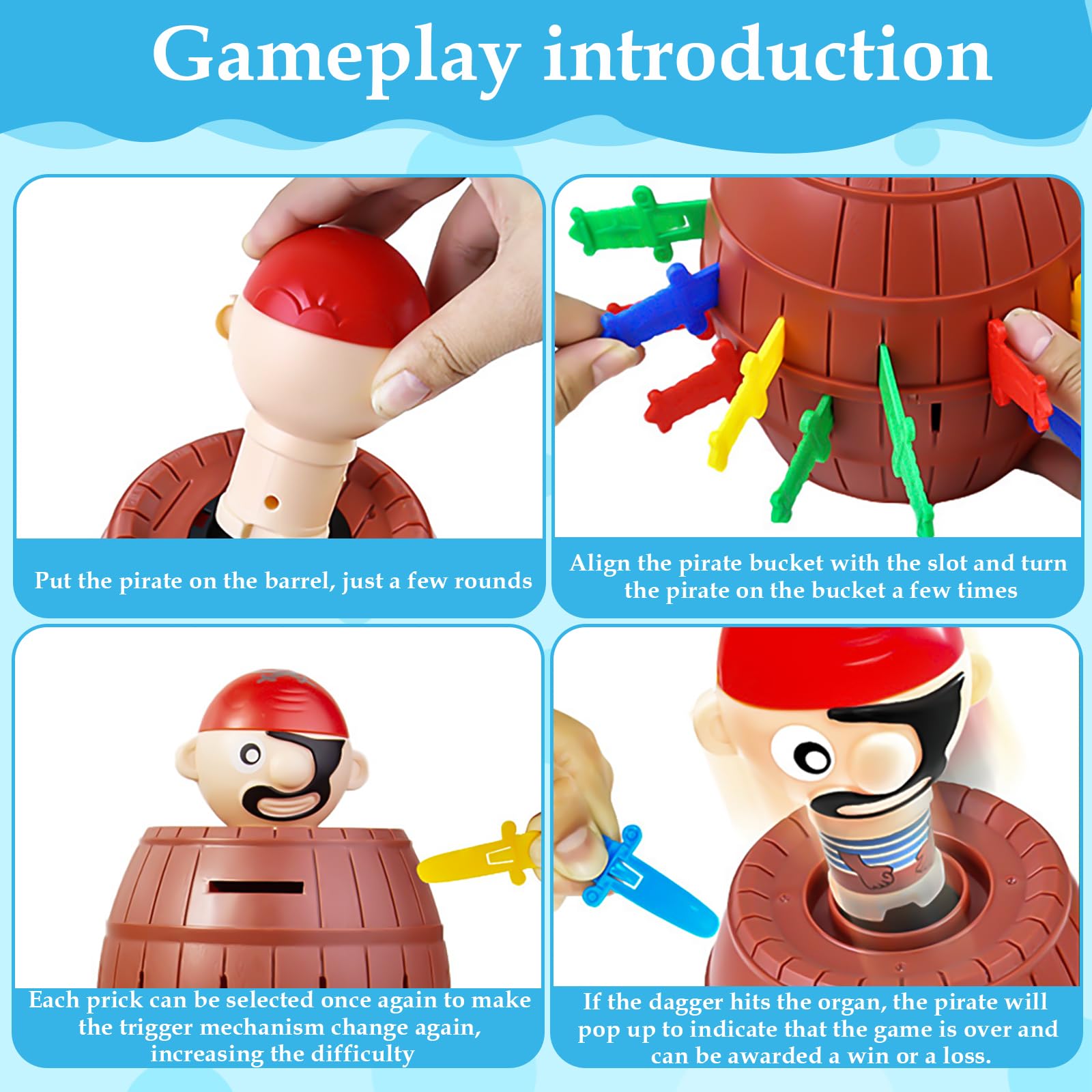 Pop Up Pirate Board Game - Classic Wooden Barrel Eject Action Game for Kids Ages 4+ | Fun Family & Preschool Party Game | Perfect for Birthday Parties, Classroom Activities & Family Game Nights
