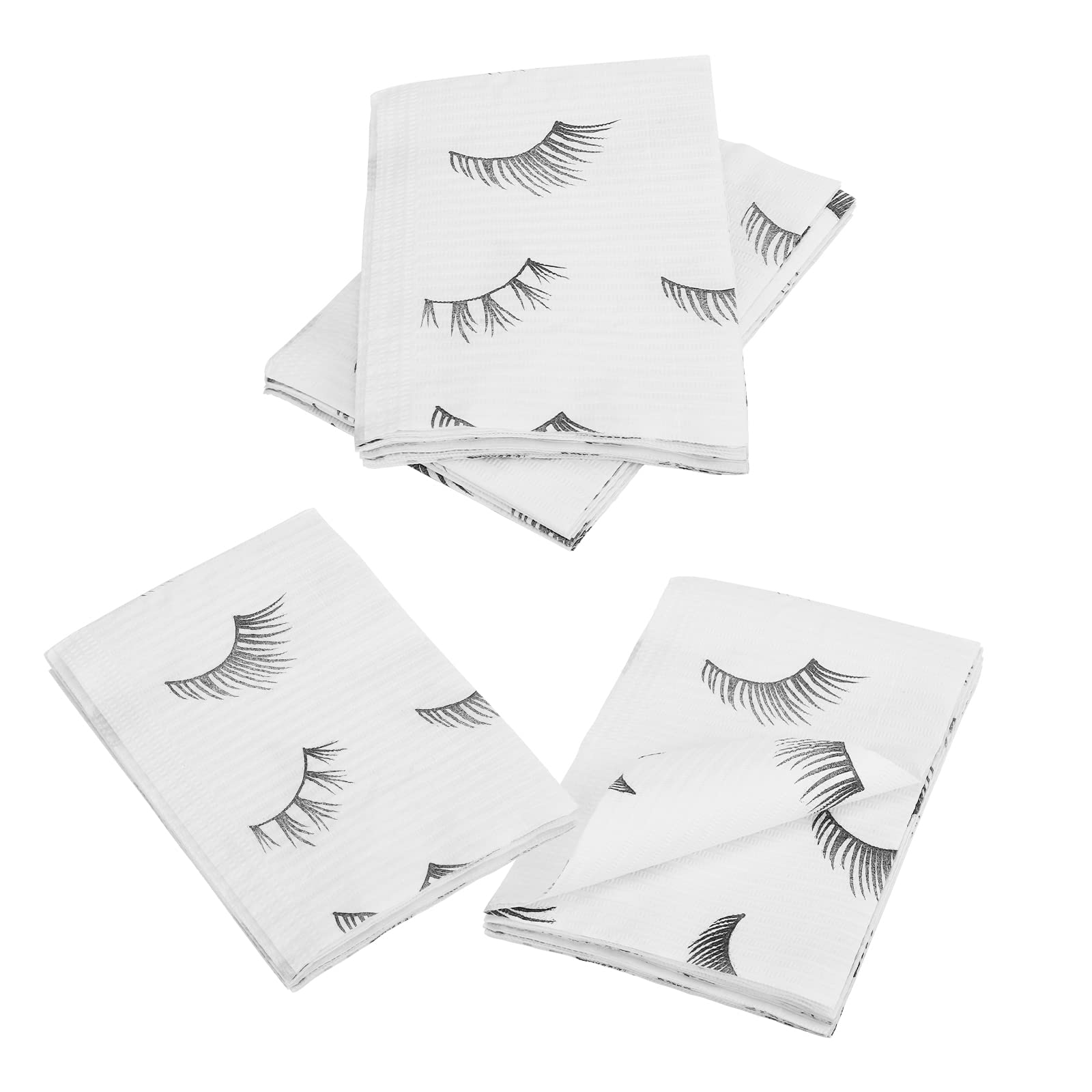 Disposable Dental Bibs Pack of 125 - 13” x 18” White 3-Ply Waterproof Paper Towels with Black Eyelash Print - Ideal for Eyelash Extensions, Dental Clinics & Beauty Salons