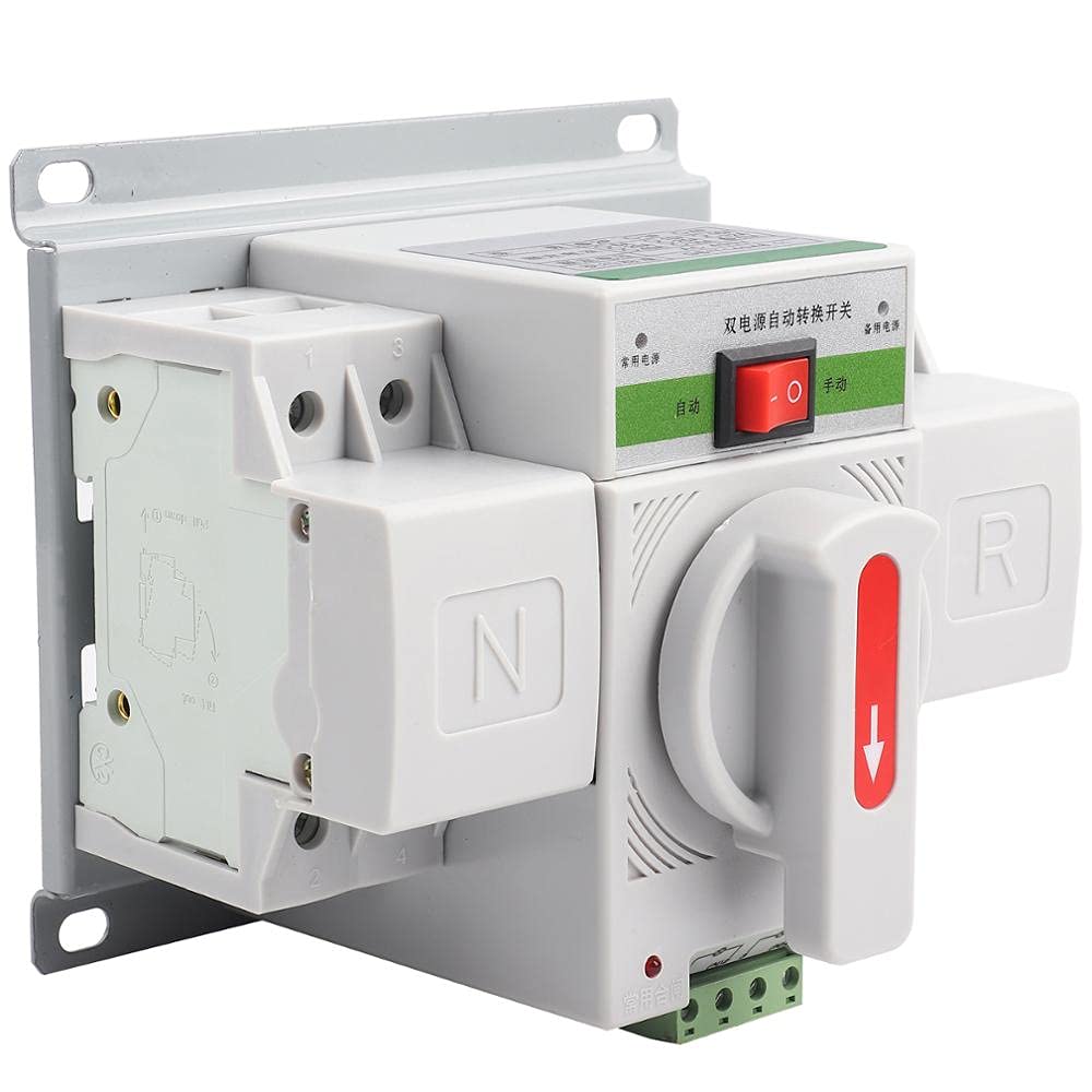 2P 63A 220V Automatic Transfer Switch - Mini Dual Power Circuit Breaker for Home & Office Backup Power Supply | Emergency Power Transfer Solution for Generators & Solar Systems