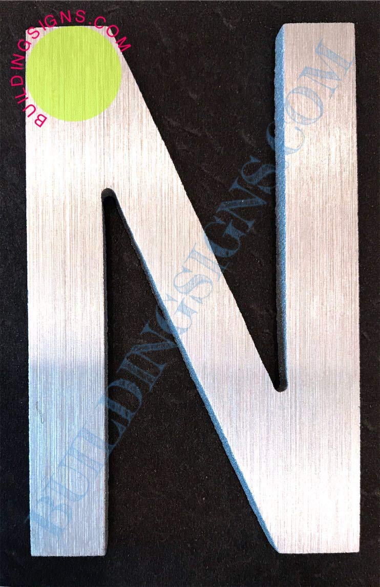 Aluminum Letter N Sign - 2.75 Inch Rust-Free Door Decor with Brush Silver Finish & Double-Sided Tape - Elegant Artist Number for Home, Office & Wedding Decor