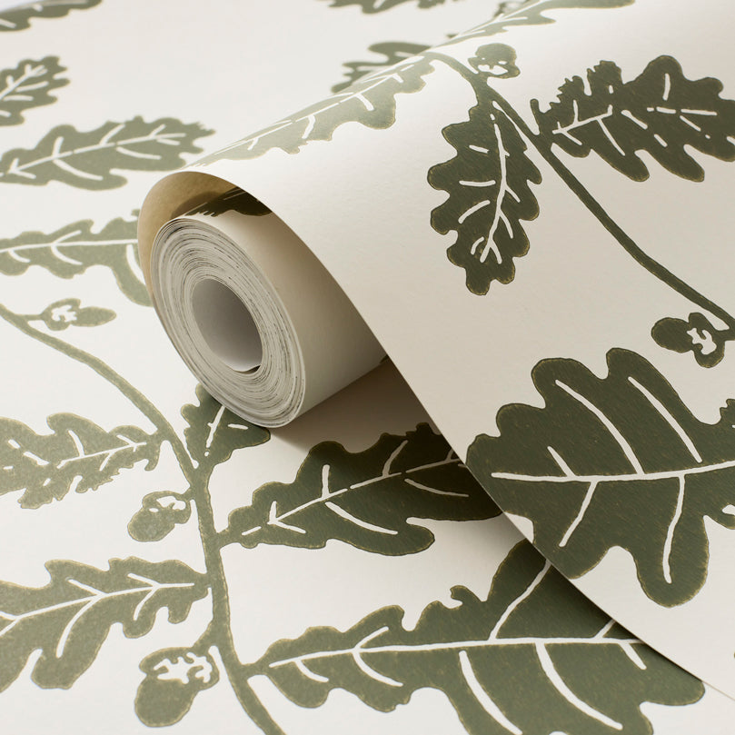 Trailing Acorn Peel and Stick Wallpaper - Olive Green Botanical Removable Sample | Perfect for Nursery, Bedroom Accent Wall or DIY Home Decor