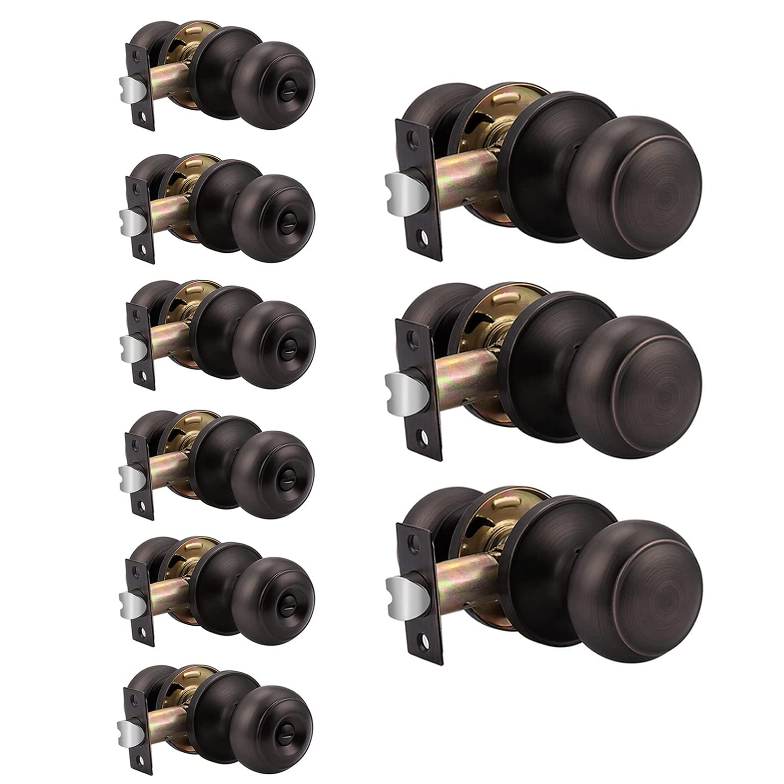 6 Pack Privacy & 3 Pack Passage Door Knobs Set - Oil Rubbed Bronze Interior Door Handles for Bathroom, Bedroom & Hall Closet - Perfect for Home Privacy & Smooth Room Access