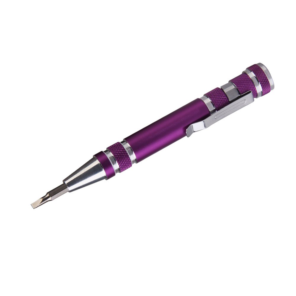 8-in-1 Portable Aluminum Screwdriver Set - Precision Phone Repair Tool Kit with Magnetic Tips (Purple) | Perfect for iPhone, Android & Electronics Repair at Home or Work
