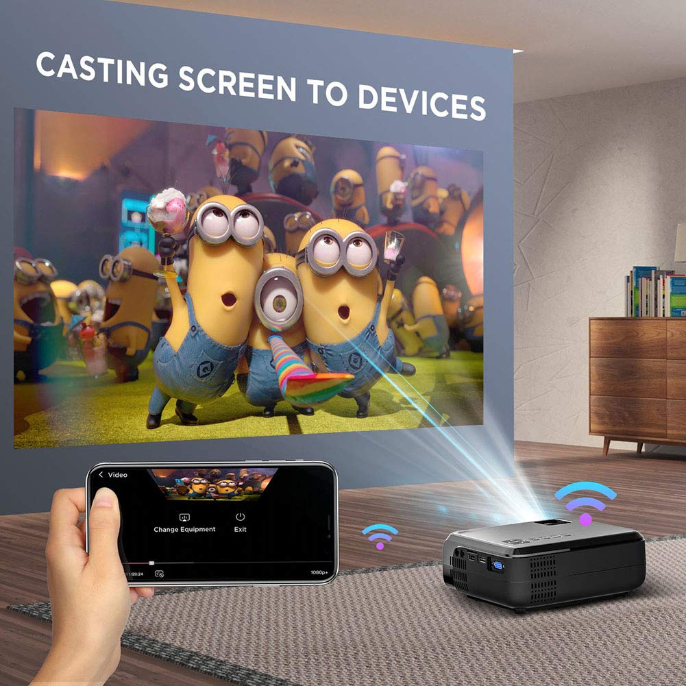 Smart WiFi Projector 1080P Full HD - Portable Home Theater Video Projector with HDMI, 300-Inch Screen for Movies & Gaming | Compatible with Smartphones, Tablets, Laptops | Perfect for Home Cinema, Outdoor Movie Nights & Office Presentations
