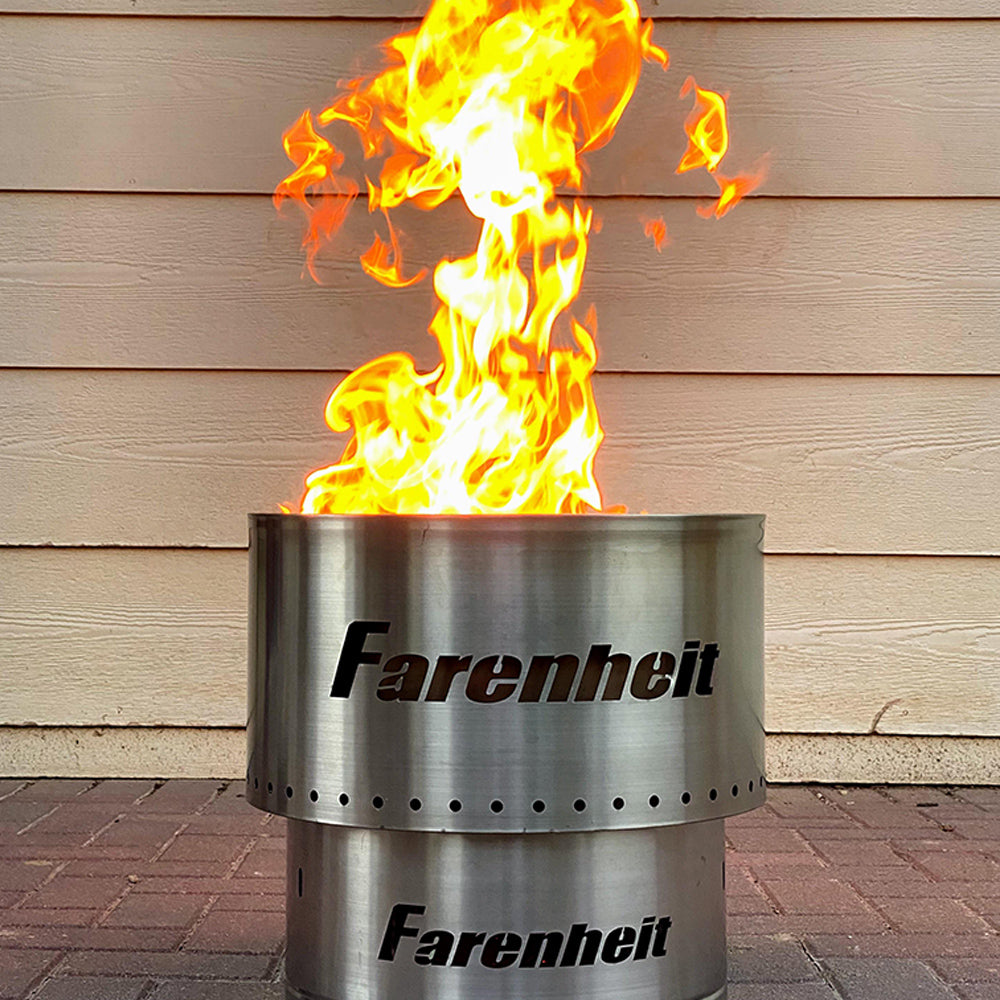 Fahrenheit Flare 17.5 Inch Smokeless Fire Pit - Silver Outdoor Fire Pit for Backyard, Patio, Camping & Beach - Portable Fire Pit with Spark Screen & Carry Bag