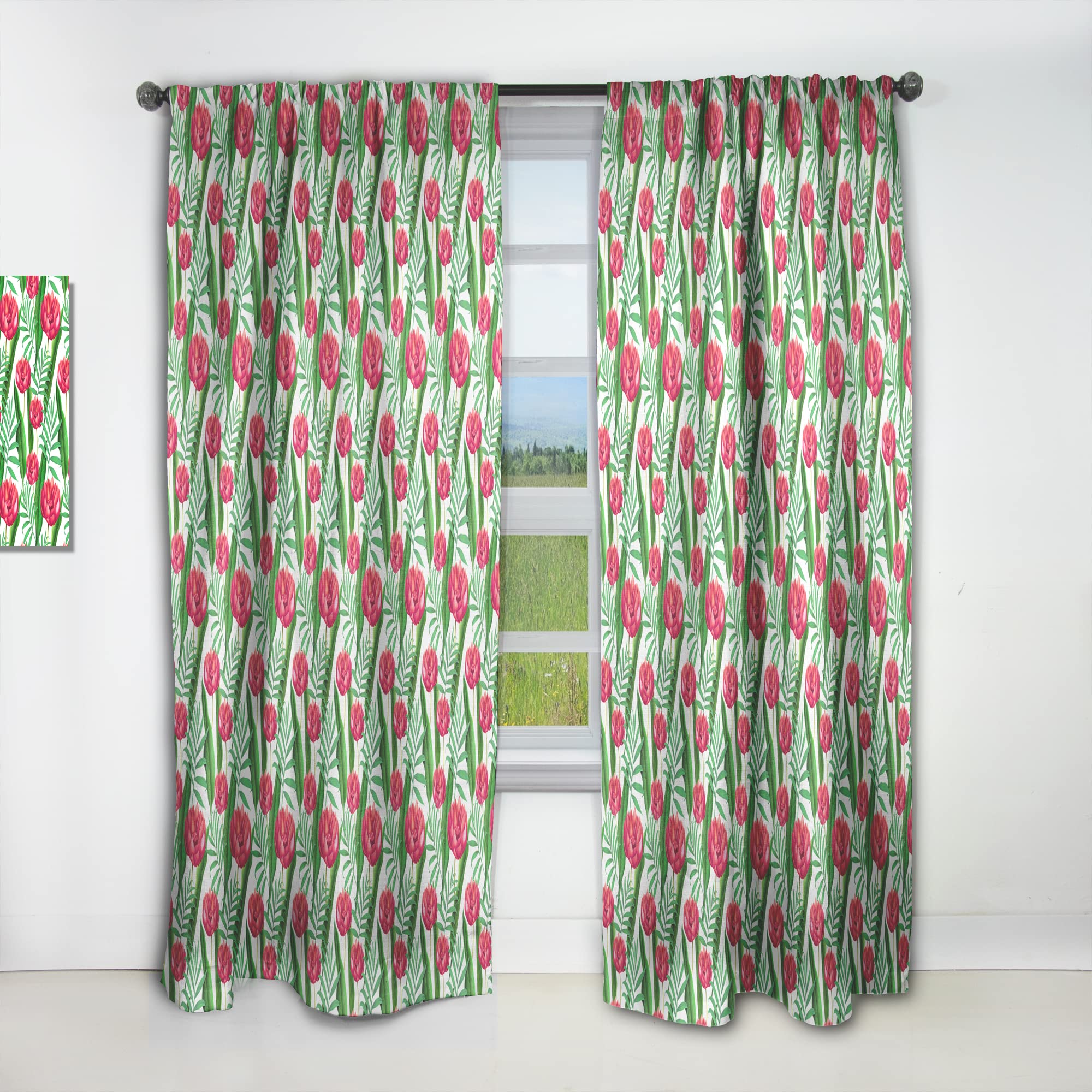 DesignQ Red Tropical Flowers Thermal Insulated Curtains - Single Panel 52x84 - Elegant Window Treatments for Bedroom & Living Room - Perfect for Home Decor, Privacy & Energy Efficiency