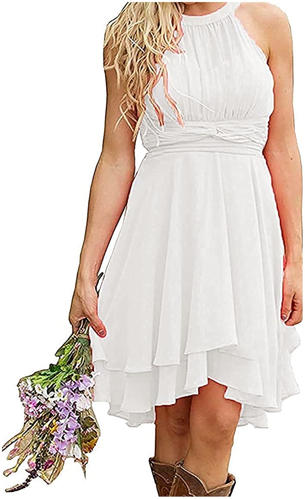 ANGELWARDROBE Women's Short Chiffon Bridesmaid Dress - Knee Length Country Wedding Guest Dress for Bridal Party, Formal Occasions & Special Events - Perfect for Weddings, Receptions, and Evening Parties