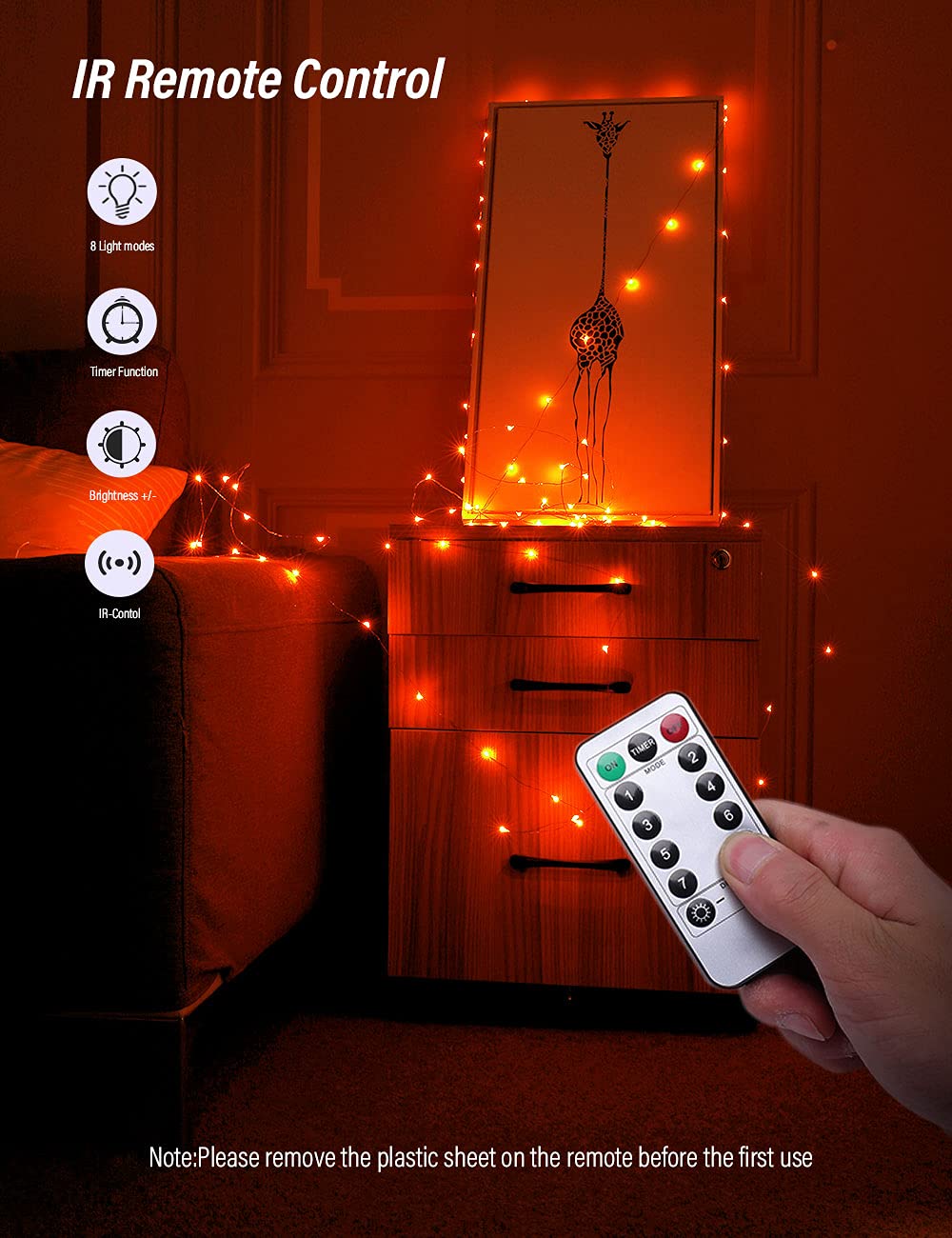 4 Pack Halloween Pumpkin LED Fairy String Lights - 16.4ft Battery Operated Waterproof Copper Wire with Remote & 8 Lighting Modes - Orange Fairy Lights for Halloween, Christmas, Bedroom, Party, Wedding, Garden Decoration