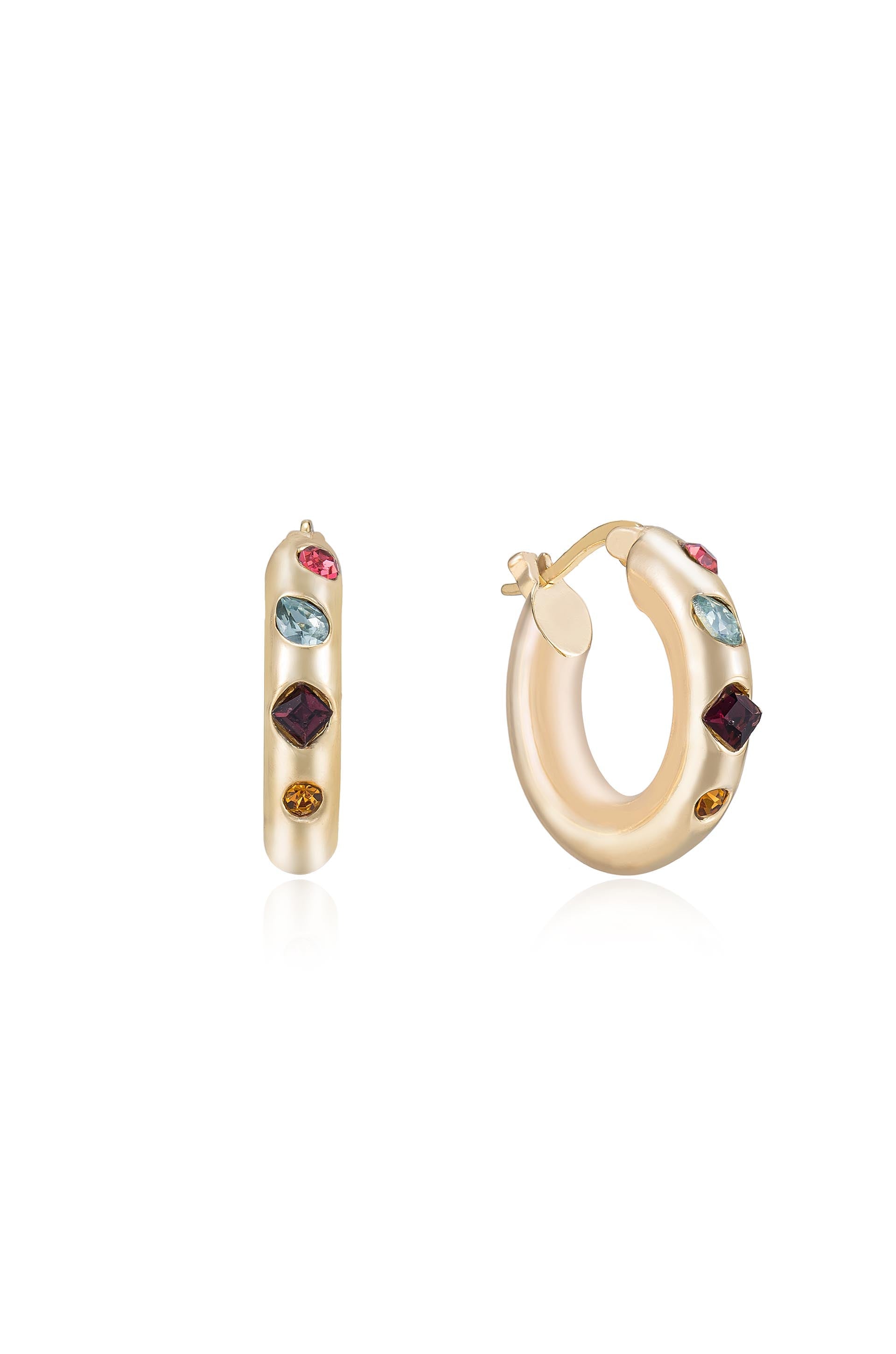 Vibrant Rainbow Crystal Hoop Earrings for Women - Trendy Colorful Jewelry for Parties, Weddings & Everyday Wear