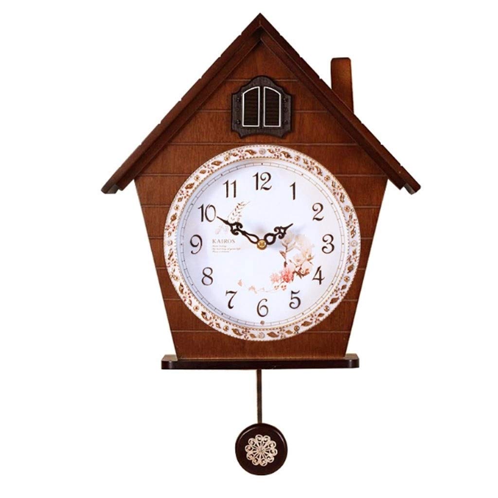 Jinyi2016SHOP Automatic Cuckoo Clock with Pendulum & Sound - Battery Operated, Decorative Brown Wall Clock for Home, Office & Cabin Decor