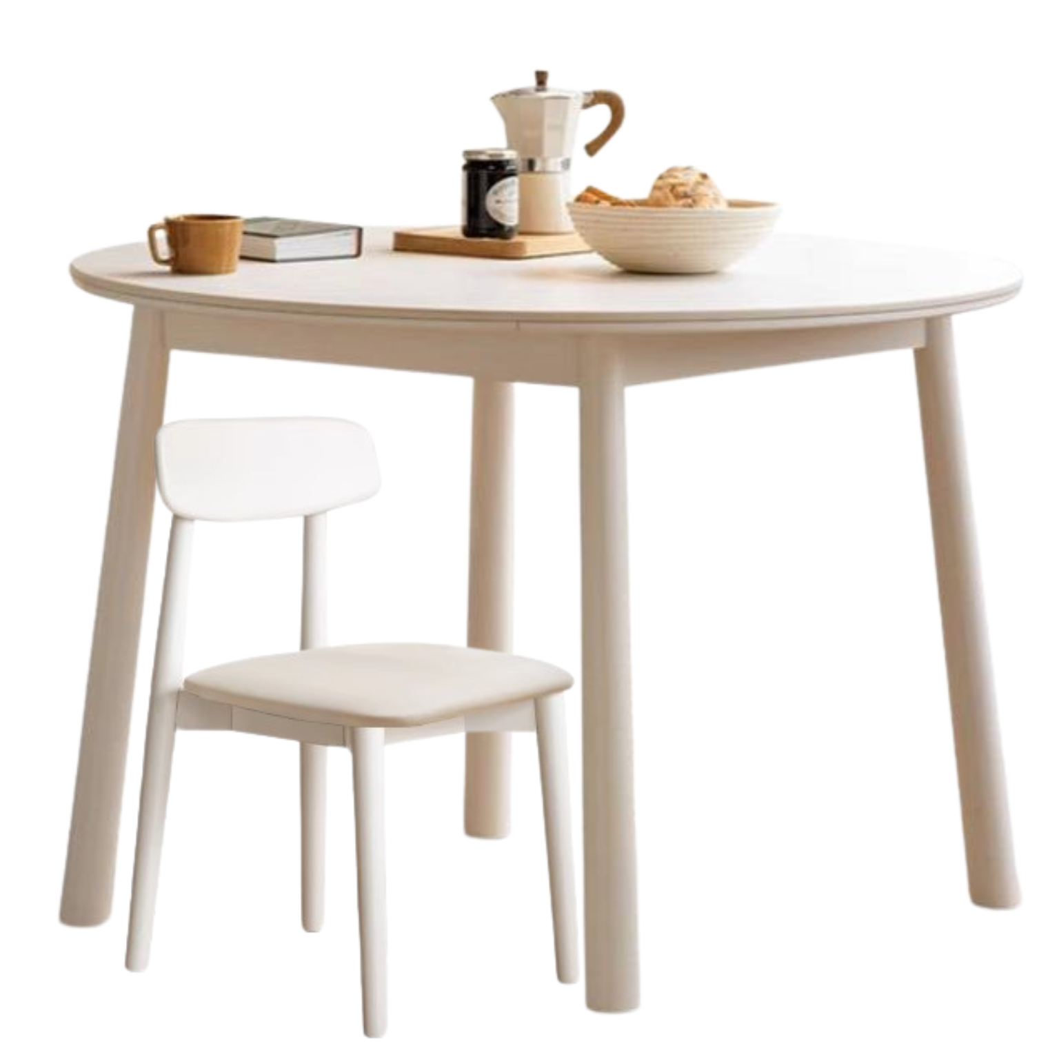 out of stock 35.4x35.4x29.8 inch / 90x90x75.7 cm / warm white color / rock board round table + 2 pcs soft chair milky white