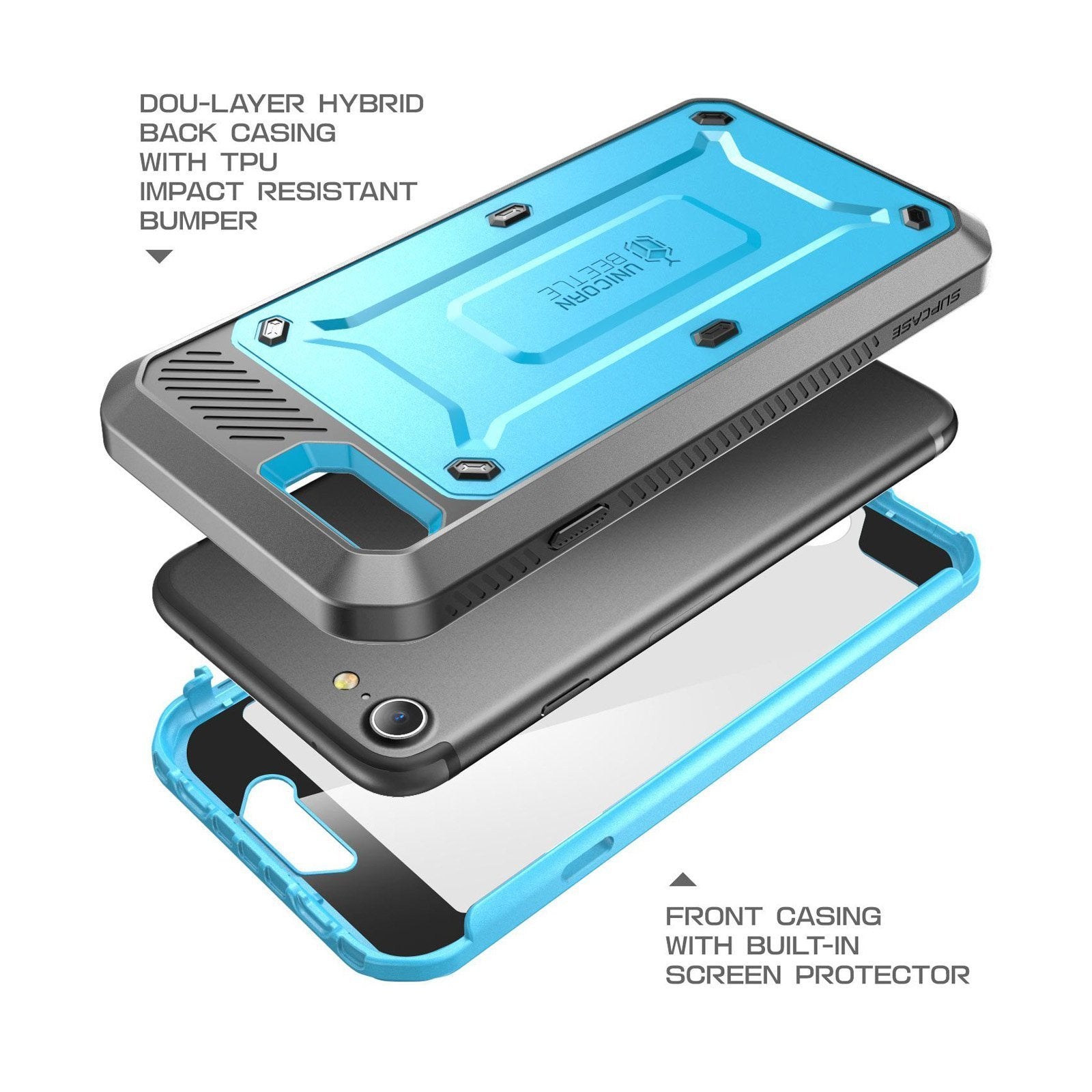 iPhone 7/8 Unicorn Beetle Pro Rugged Full Body Protective Case - Shockproof, Drop Protection & Scratch Resistant Cover for Everyday Use, Outdoor Activities & Travel (Blue)