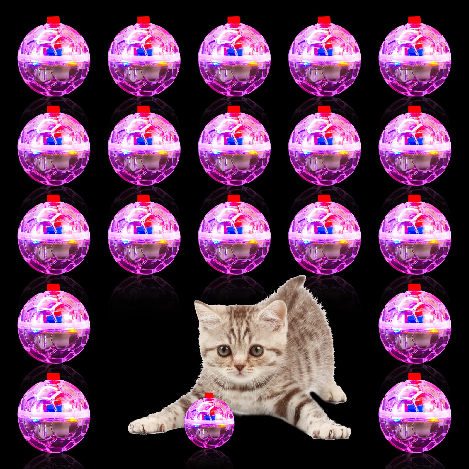 MVNIHEK 20-Piece LED Light Up Cat Balls - Interactive Ghost Hunting Cat Toys with Motion Sensor for Indoor Play, Pet Exercise & Paranormal Investigation (20 Pcs) - Perfect for Nighttime Fun, Kitty Entertainment & Supernatural Exploration