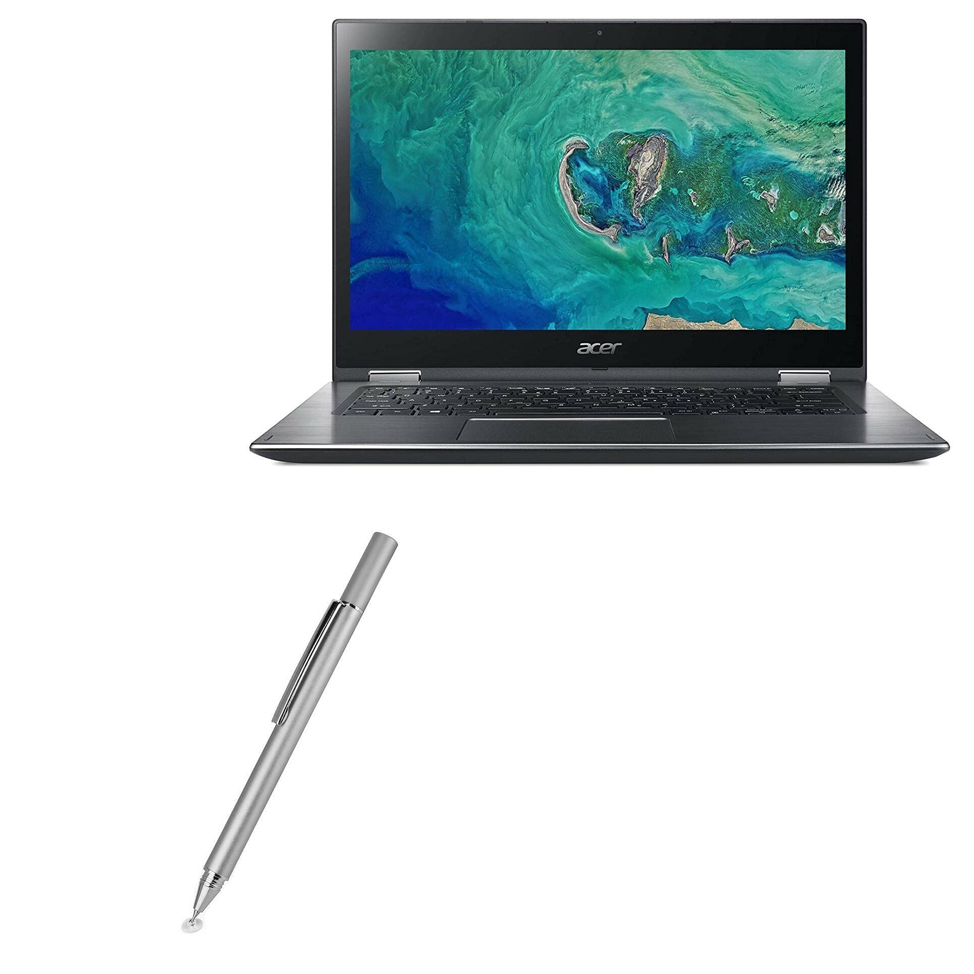 BoxWave FineTouch Capacitive Stylus Pen for Acer Spin 3 (SP314-52) - Ultra Precise Metallic Silver Stylus with Palm Rejection - Perfect for Note Taking, Drawing & Touchscreen Laptop Use