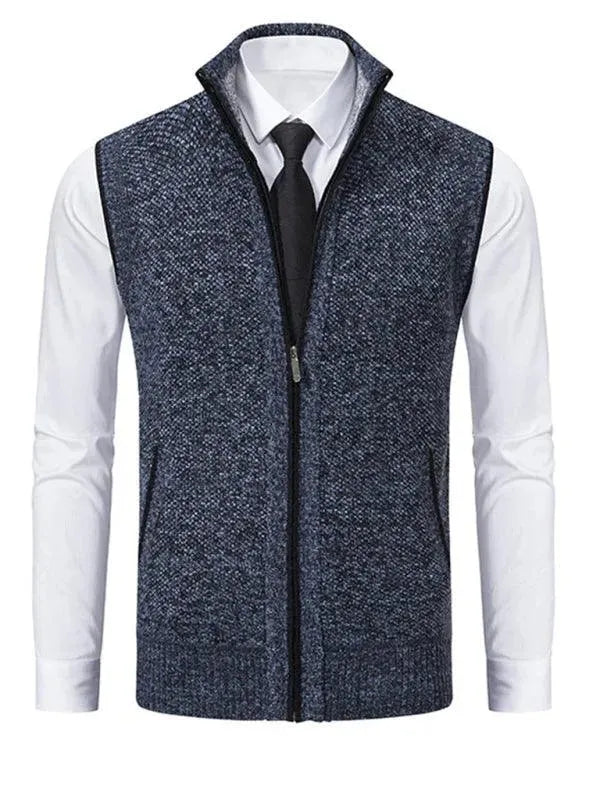 Men's Stand Collar Sleeveless Knit Vest - Slim Fit Casual & Layering Piece for Office, Outdoors & Fall Fashion