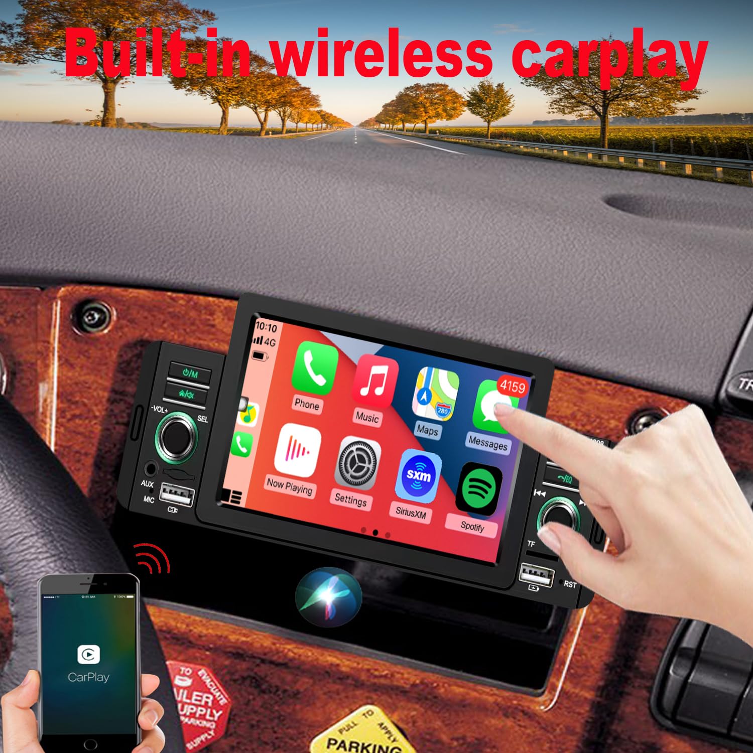5 Inch Car Radio Stereo with Wireless CarPlay & Android Auto, Bluetooth, FM Radio - Wireless Steering Wheel Control, Video & Audio Player - Perfect for Upgrading Your Car's Entertainment System