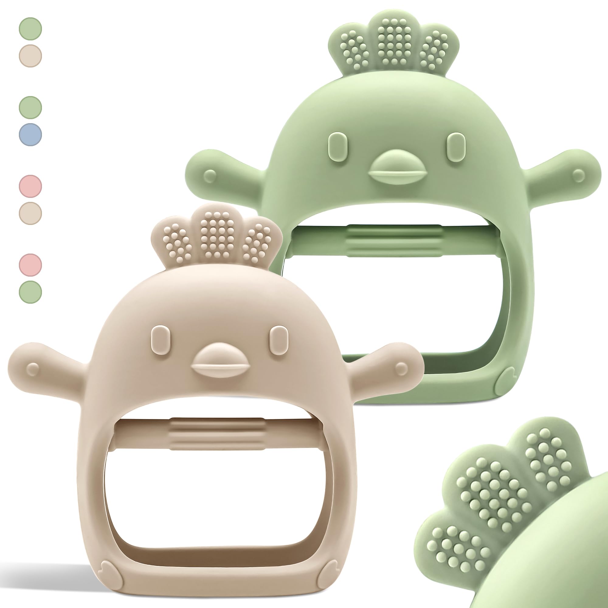 Komfy LilLove Baby Teething Toys - Non-Toxic Infant Teether for 0-12 Months | CPC Certified Teething Mitten & Pacifier Set (2 Pack) | No Drop Design for Teething Relief | Perfect for Soothing Sore Gums at Home & On-The-Go