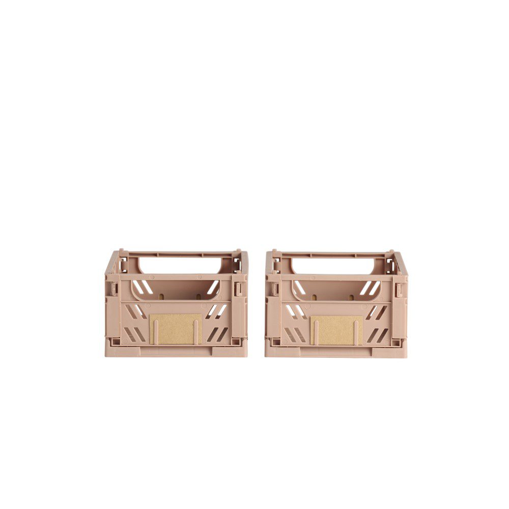 DESIGNSTUFF Slant Collapsible Storage Crate - Set of 2 Small Collapsible Boxes (17x13cm) in Tuscany Style | Perfect for Home Organization, Pantry Storage & Laundry Room Decor