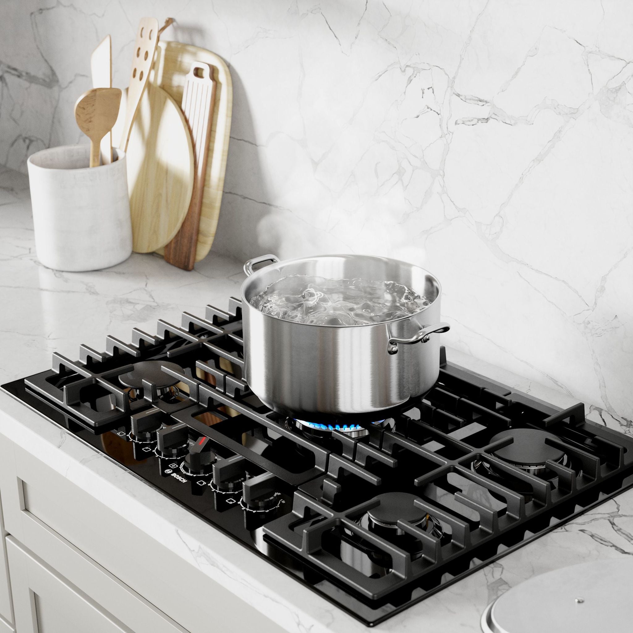 Bosch 30-Inch Gas Cooktop - NGM8049UC Stainless Steel Professional Range for Home Kitchen | Perfect for Cooking, Baking & Entertaining