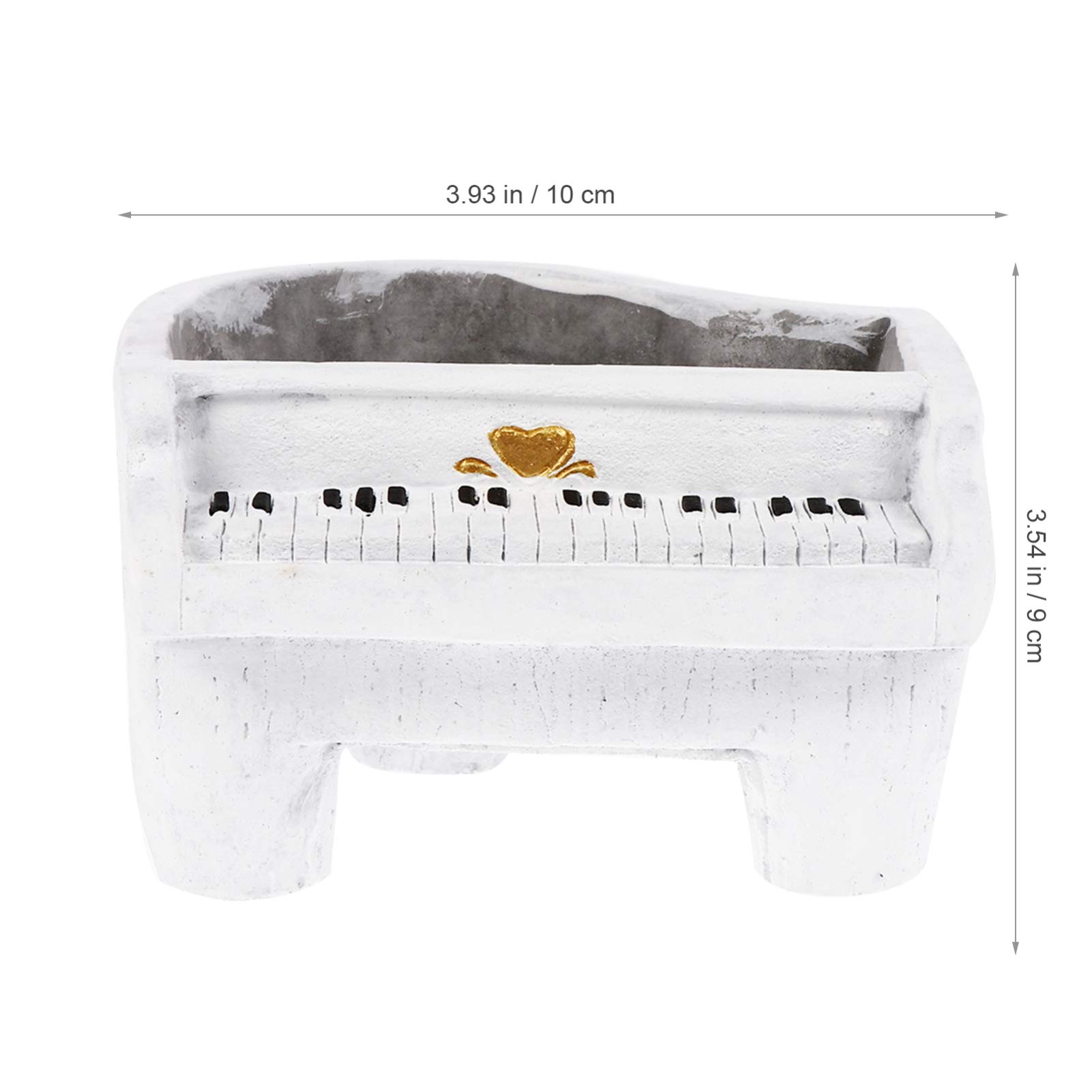 DOITOOL White Cement Piano Shaped Planter - Indoor Flower Pot for Cactus, Succulents & Plants | Perfect for Home Decor, Office Desk & Gift Ideas