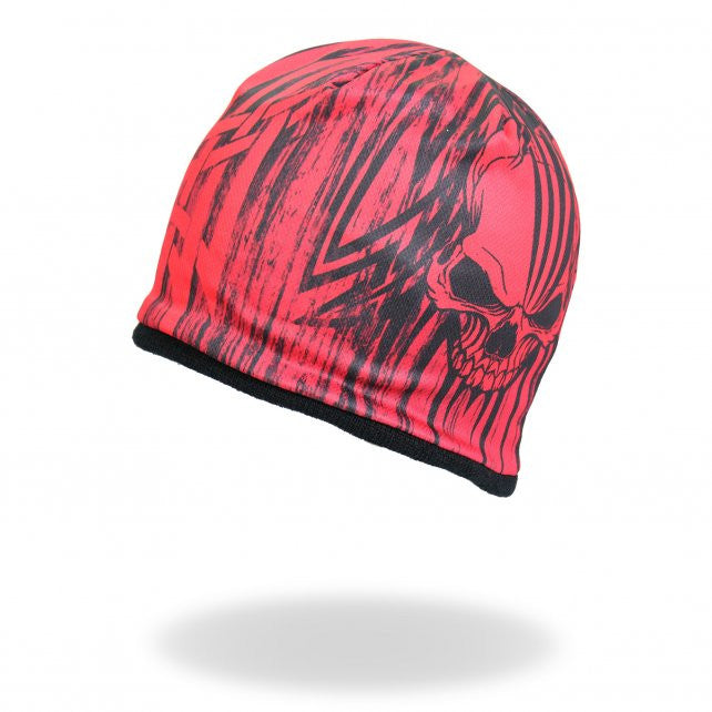 Hot Leathers Sublimated Over The Top Tribal Skull Beanie - 3D Art Design Skull Cap for Men & Women - Perfect for Motorcycle Riding, Winter Sports, and Street Fashion