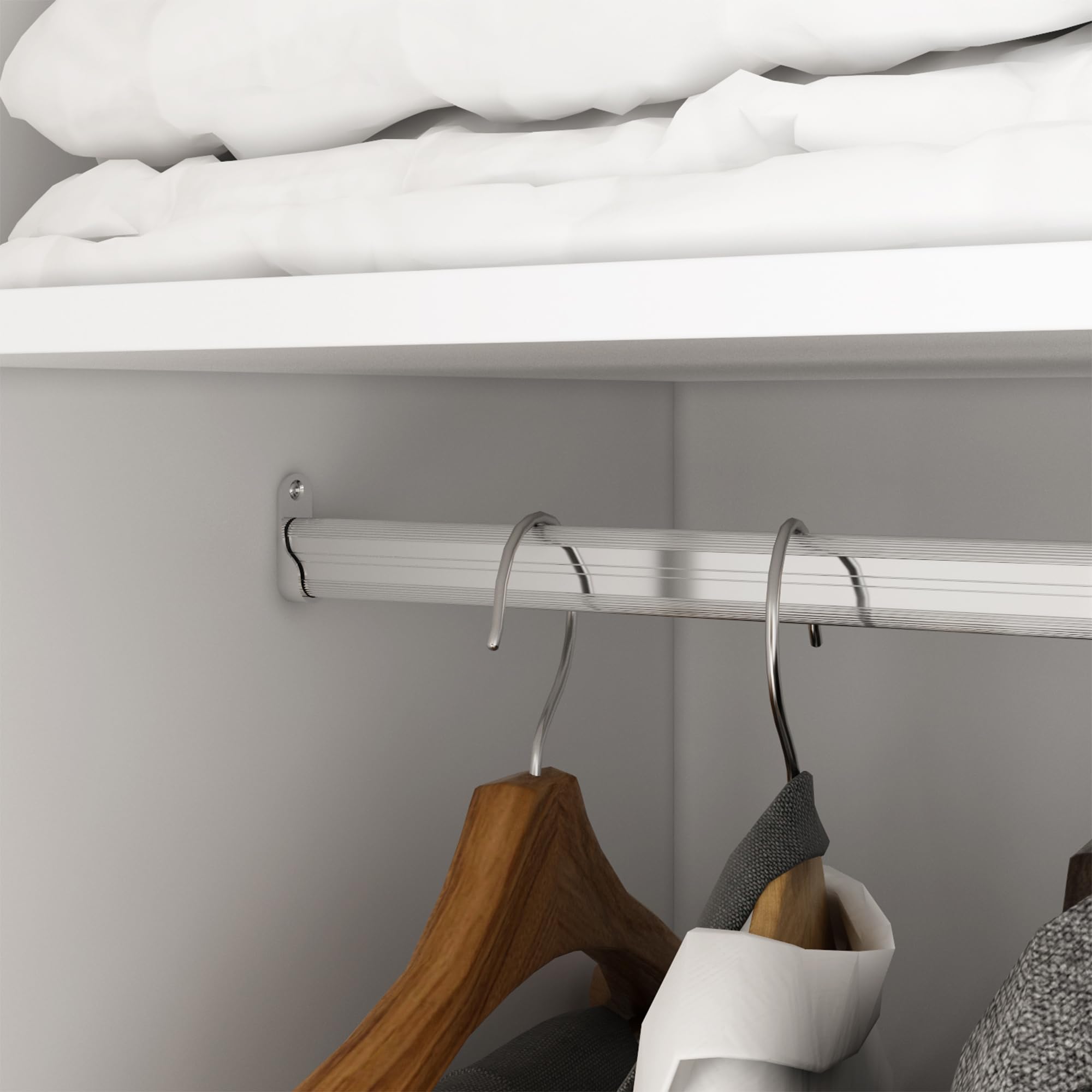 Hitow 3-Door Freestanding Wardrobe Armoire Closet - White Large Clothes Storage Cabinet (47.2