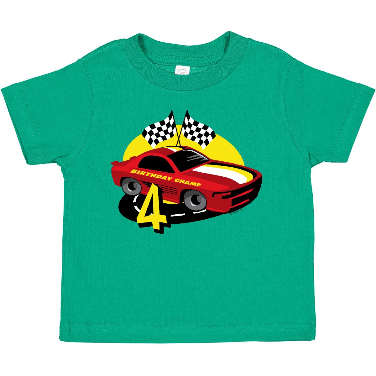 Inktastic Race Car 4th Birthday Toddler T-Shirt - Cute Toddler Boys' Racing Themed Birthday Outfit for Parties & Celebrations