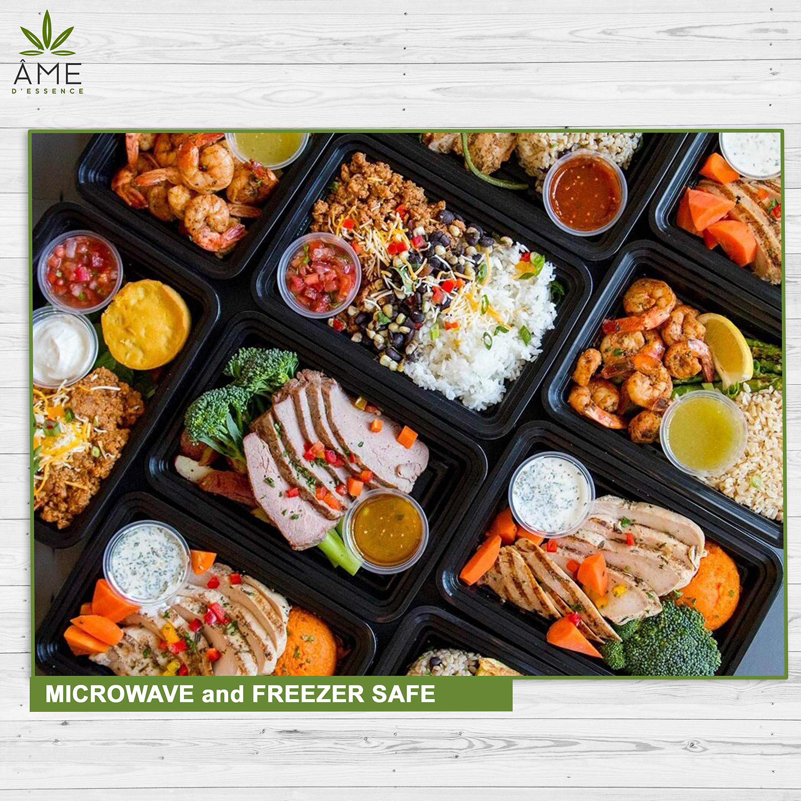 AME D'ESSENCE (100-Piece Set) 38 oz BPA-Free Meal Prep Containers with Lids - Disposable Food Storage, Bento Boxes, 1-Compartment - Freezer, Dishwasher & Microwave Safe Plastic Containers for Lunch, Leftovers & Party Catering