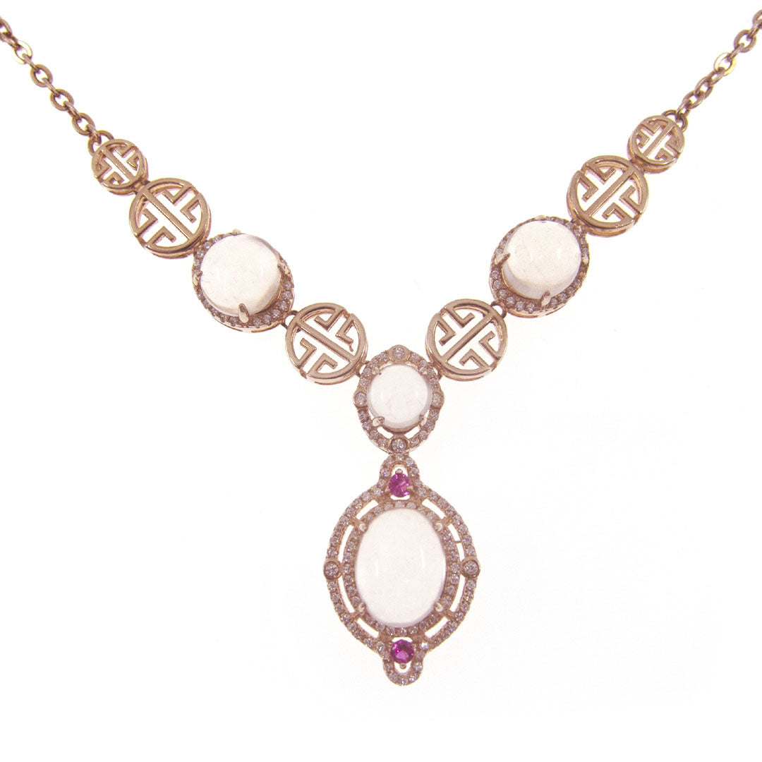 925 Sterling Silver Rose Gold Plated Crystal Hibiscus Necklace with CZ Stones - Elegant Floral Jewelry for Women's Daily Wear & Special Occasions