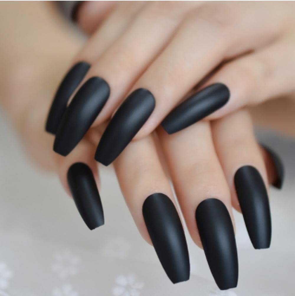 TMHH® Ballet Coffin Fake Nails - Easy to Wear Press on Nails for Manicure, Salon & Daily Office Use - 10 Pack for Natural Looking Fingers