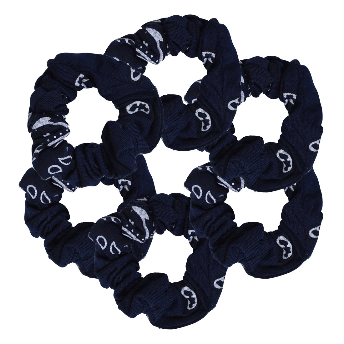 Bandana Scrunchies Set of 6 - Navy - Stylish Hair Accessories for Everyday Wear, Workouts, and Casual Outings
