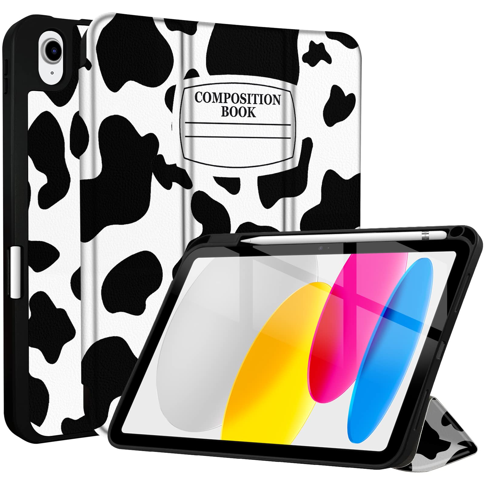 TopPerfekt Shockproof Case for iPad 11th Gen (A16) 11-inch 2025 & iPad 10th Gen 10.9-inch 2022 - Premium TPU Frame with Protective Leather Cover, Pencil Holder & Auto Sleep/Wake Function - Black Cowhide Design - Perfect for Work, Travel & Everyday Protection