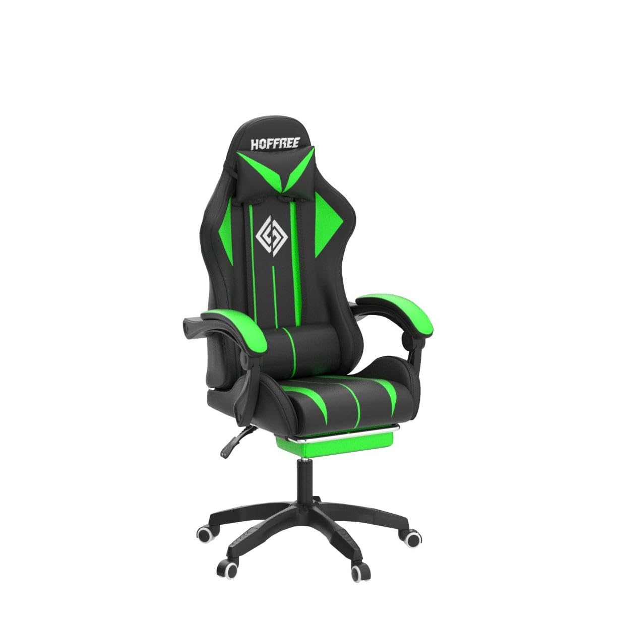 Ergonomic Gaming Chair with Massage, Bluetooth Speakers & RGB LED Lights - High Back Computer Chair with Lumbar Support & Footrest (Green/Black) - Perfect for Esports, Streaming & Home Office Setup