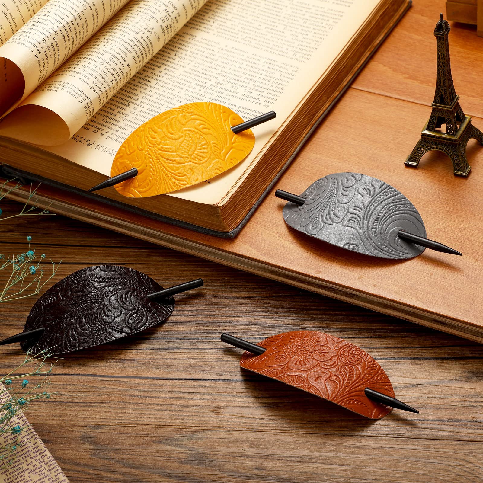 Faux Leather Hair Clips Set - 10pcs Women's Hair Accessories for Ponytail & Styling