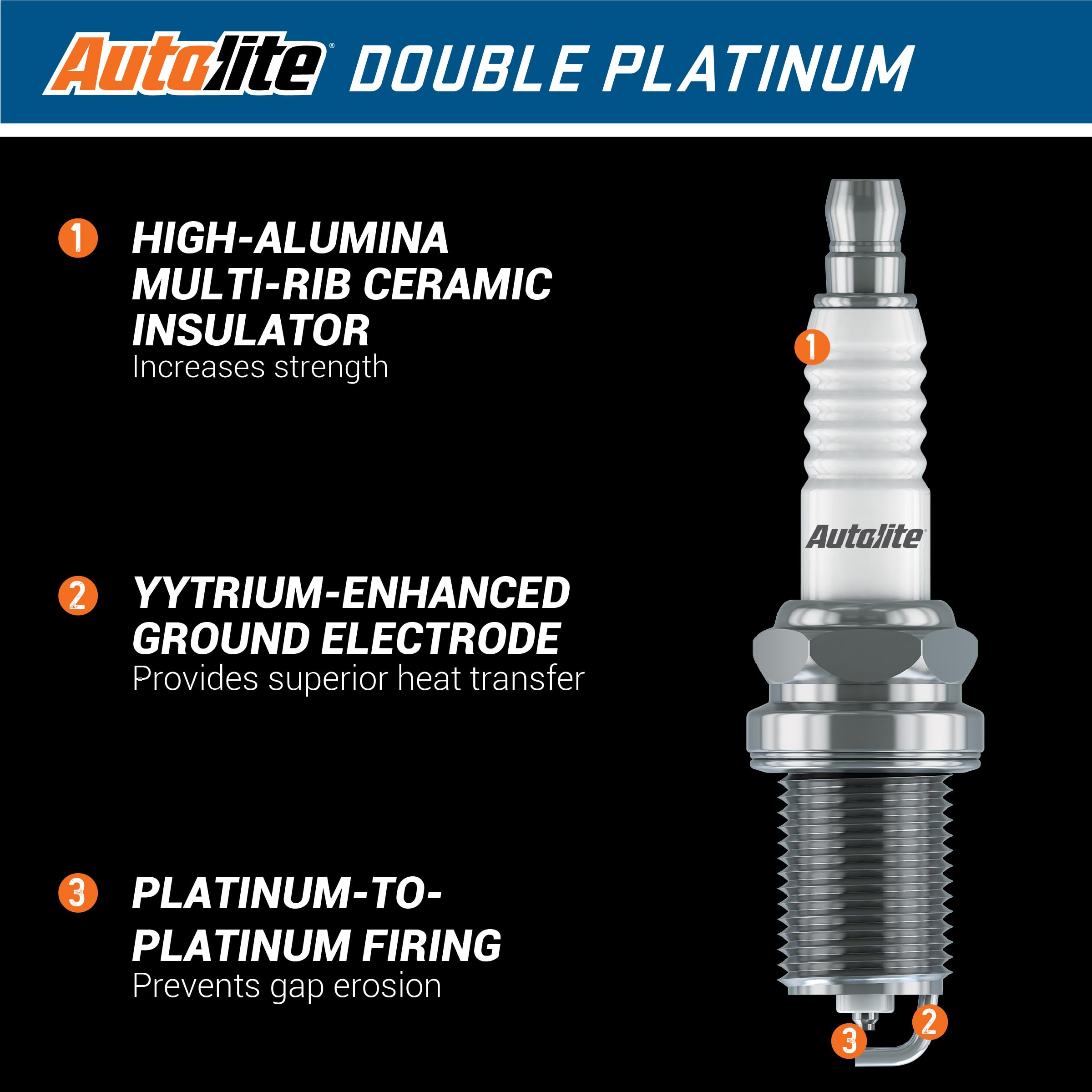 Autolite APP3923 Double Platinum Spark Plugs - 4 Pack | High Performance Replacement for Cars, Trucks & SUVs | Ideal for Daily Commuting, Highway Driving & Off-Road Adventures