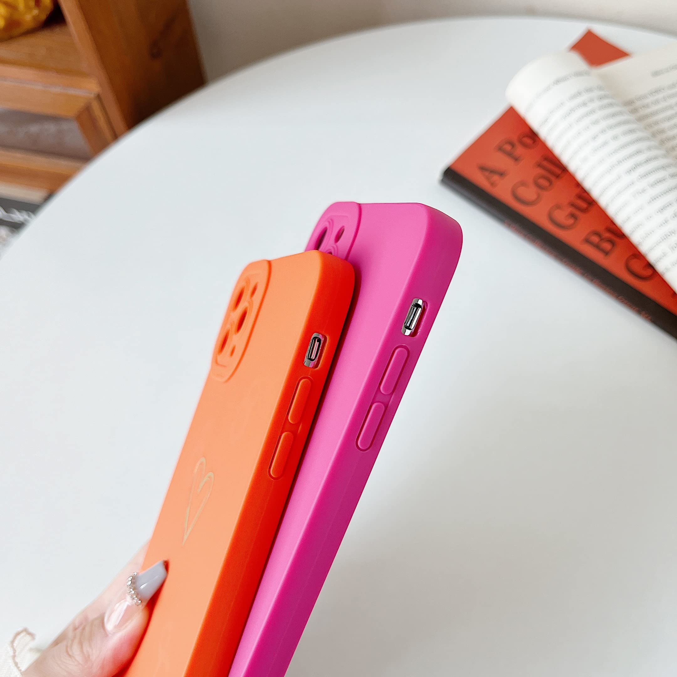 Qokey iPhone 11 Pro Max Case (6.5 Inch 2019) - Cute Heart Design with Anti-Scratch & Shockproof Protection | Soft TPU Cover with Camera Protection | Anti-Fingerprint & Anti-Drop for Women & Men | Perfect for Daily Use, Travel & Outdoor Activities (Orange)