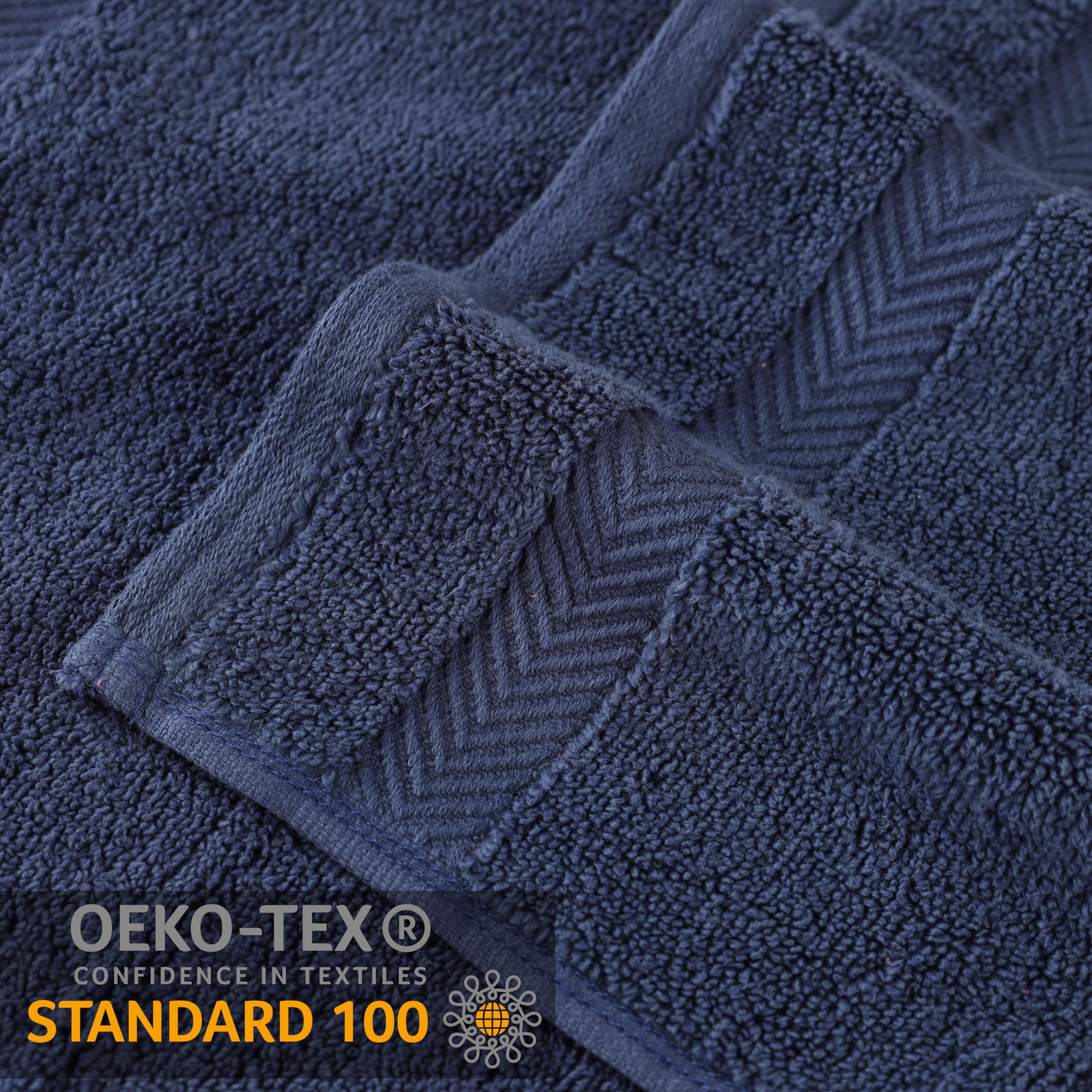 Premium 100% Long-Staple Zero Twist Cotton Towel Set - 6 Piece Ultra Soft Bath, Face & Hand Towels in Midnight Blue | Luxury Spa, Guest Bathroom & Beach Essentials