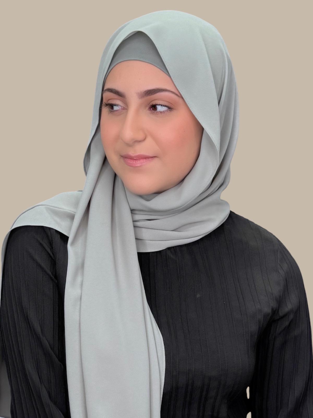 Stylish Soft Sage Chiffon Hijab Set for Women - Perfect for Daily Wear, Work, and Special Occasions