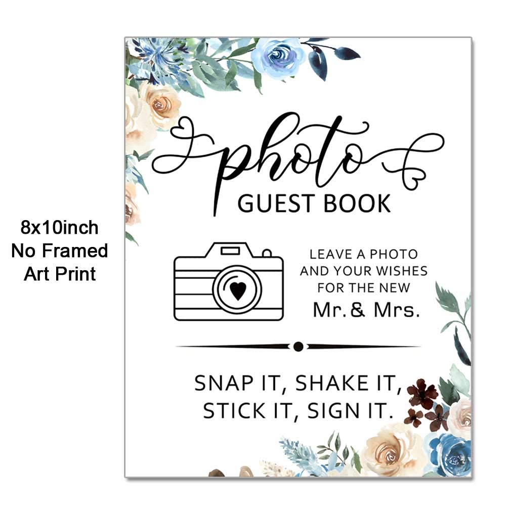 Elegant 8x10 Inch Unframed Wedding Photo Guest Book Sign - Calligraphy Style for Wedding Guestbook & Snap It Photo Booth - Perfect for Wedding Receptions, Bridal Showers & Anniversary Celebrations