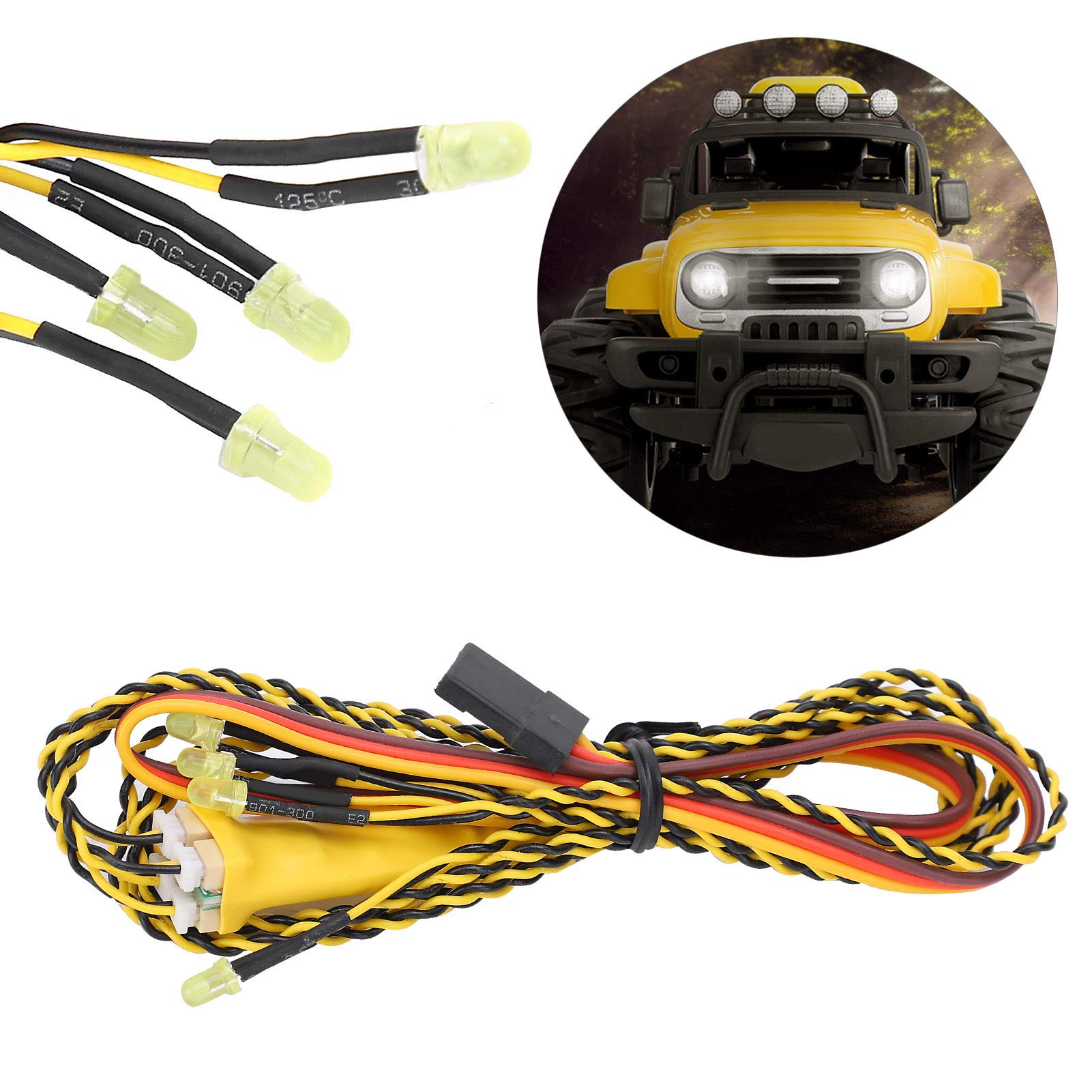 Universal RC Car Turn Signal Lights Kit - LED Linkage Light Set for RC Crawler & Drift Cars - Compatible with Radiolink, Flysky, Futaba - Perfect for Night Racing & Off-Road Adventures