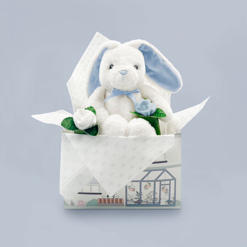 Adorable Bunny and Buds Baby Gift Set in Blue - Perfect for Newborns, Showers & First Birthdays