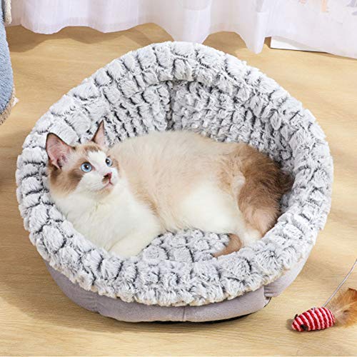 **La La Pet Luxury Plush Donut Pet Bed for Cats & Small Dogs – Self-Warming Calming Cuddler Bed for Improved Sleep – Soft Grey Small Size – Perfect for Cozy Naps & Stress Relief**