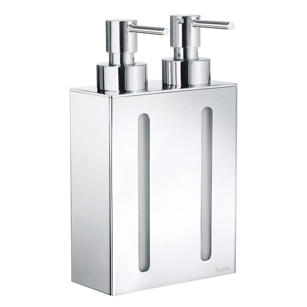 Stainless Steel Outline Two Container Soap and Lotion Dispenser - Perfect for Kitchen, Bathroom, and Salon Use