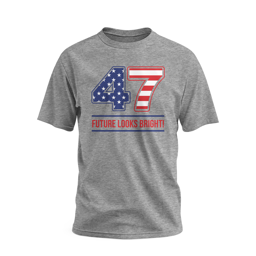 Future Looks Bright 47 Flag Grey Short Sleeve T-Shirt for Men | Comfortable Cotton Casual Tee | Perfect for Outdoor Activities, Sports & Everyday Wear