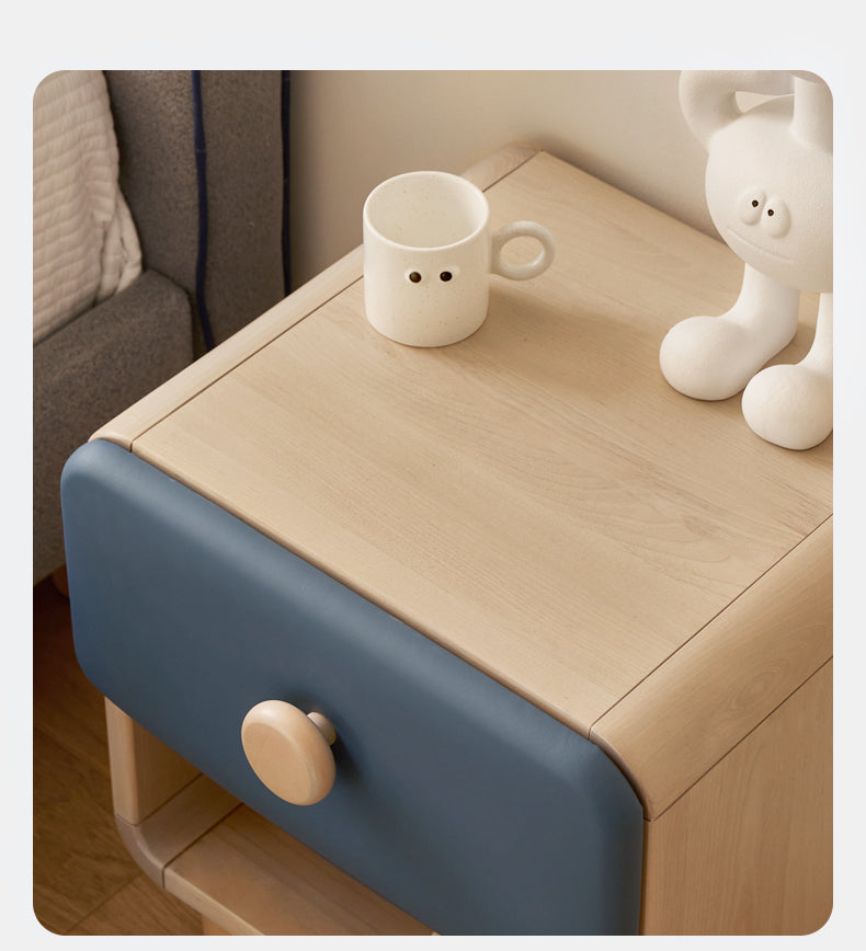 Solid Wood Kids Nightstand - Birch & Poplar Modern Bedside Table for Children's Room - Perfect for Bedrooms, Nurseries & Playrooms